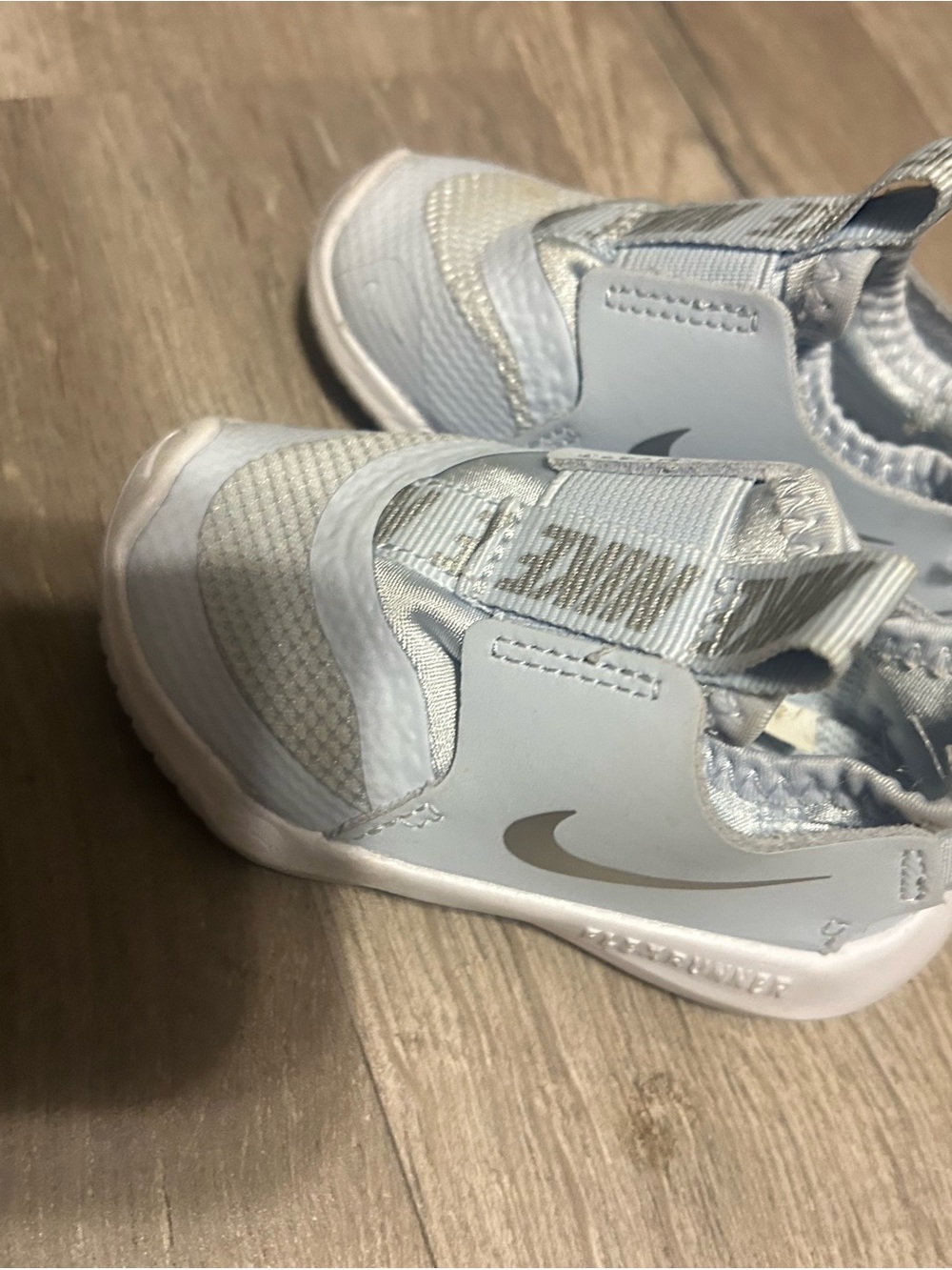 Nike Kids Light Blue and Silver Slip-On Sneakers